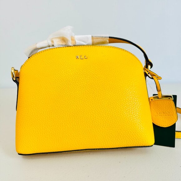 LAUREN RALPH LAUREN YELLOW ZIP TOP HALF MOON CROSSBODY BAG - Picture 5 of 12